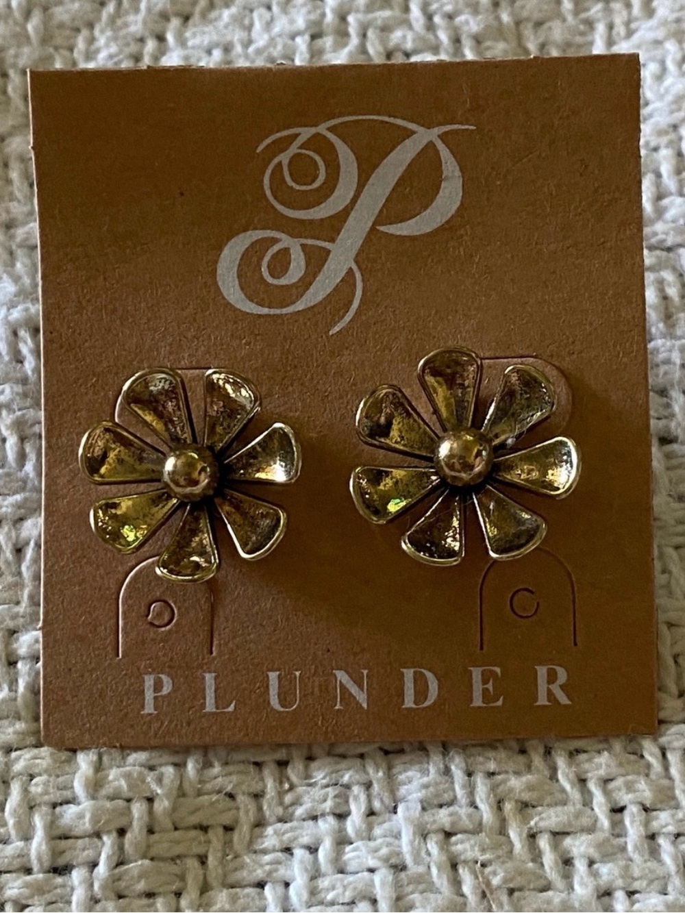 Plunder Gold Flower Petal Stud Earrings